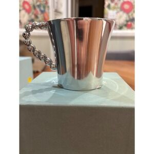 Mariposa Pearled Baby Cup 1204 Recycled Aluminum Beaded Handle Silver New in Box